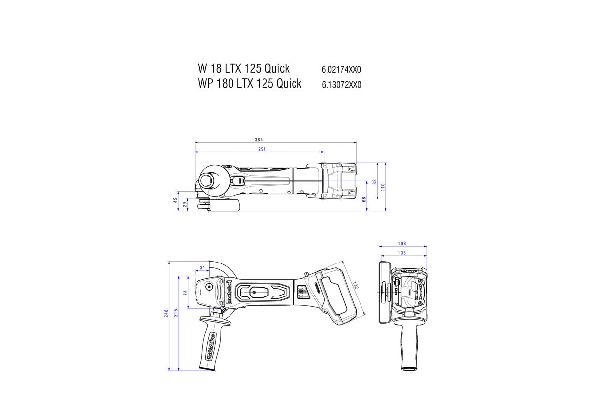 Metabo Angle Grinder Paddle Switch 125mm 18V