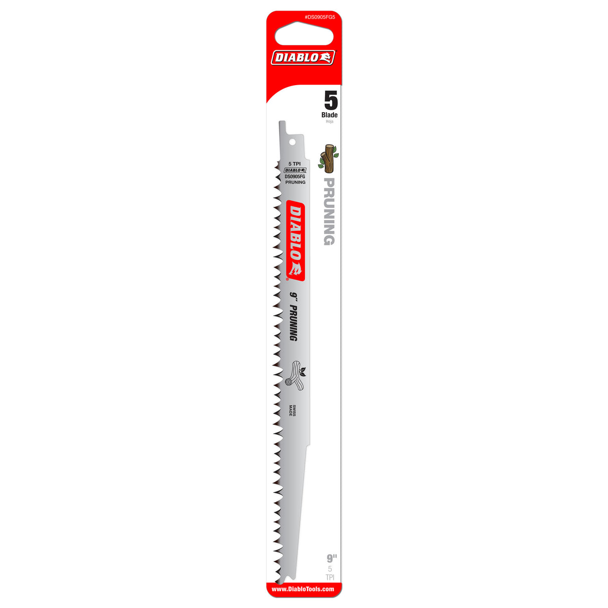 Diablo Fleam Ground Recip Blade for Pruning 9"/229mm Pack of 5 (Pack)