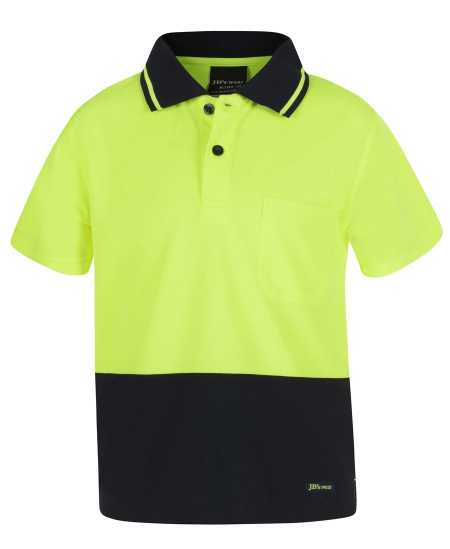 JB's Wear, Hi Vis Non Cuff Polo, 6HVNC - Lime/Navy (Size: L)