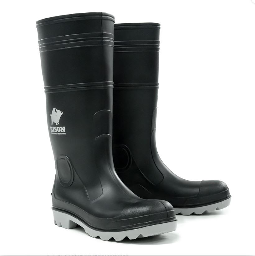 GUMBOOT INCA PVC/NITRILE SAFETY - Black/Grey (Size: 11)