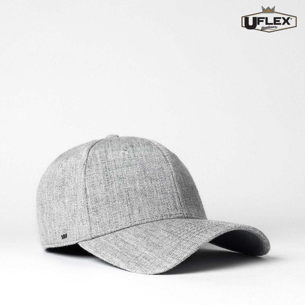 UFlex, Adults Pro Style Cap, U15603 - Grey Melange (Size: L/X)