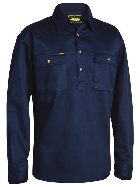 Bisley, Closed Front Shirt, BSC6433 - Navy - 3XL