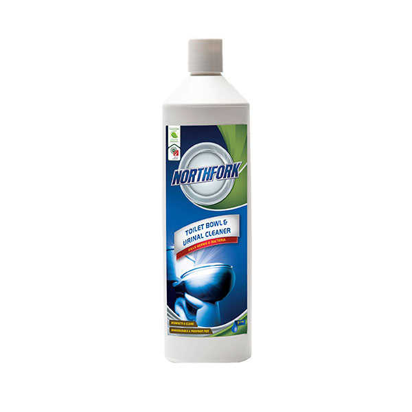 Geca Toilet & Urinal Cleaner carton featuring 12 x 1L bottles for effective disinfecting and cleaning in washrooms.