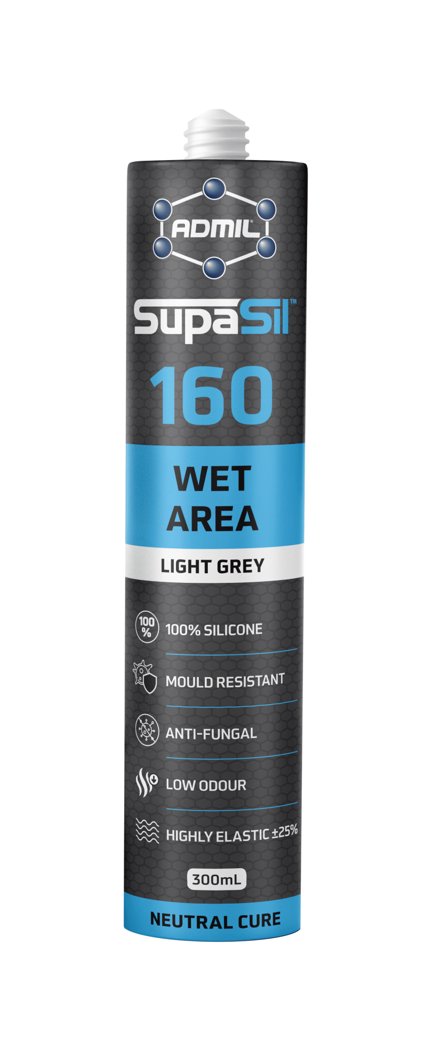 Admil SupaSil 160 Wet Area Light Grey-300ml (Each)