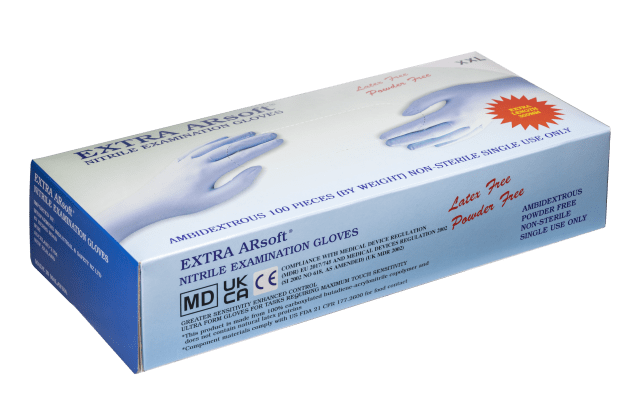 Extra ARSoft Nitrile Gloves Powder Free Blue 300mm, S-2XL (Pack of 100) - - S