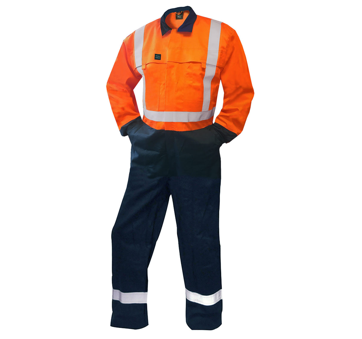 Safe-T-Tec 12cal FR Hi Vis Overall 840021 - Orange/Navy (Size: 09)