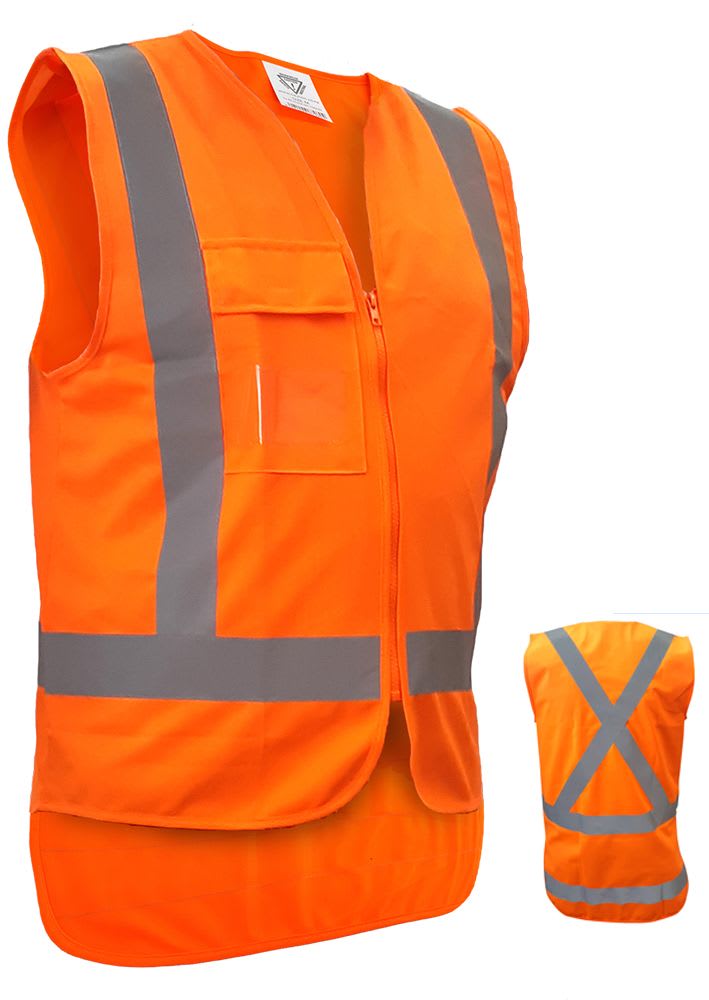 Caution, TTMC-W17 X-Back Safety Vest, PCV1508 - Orange - L