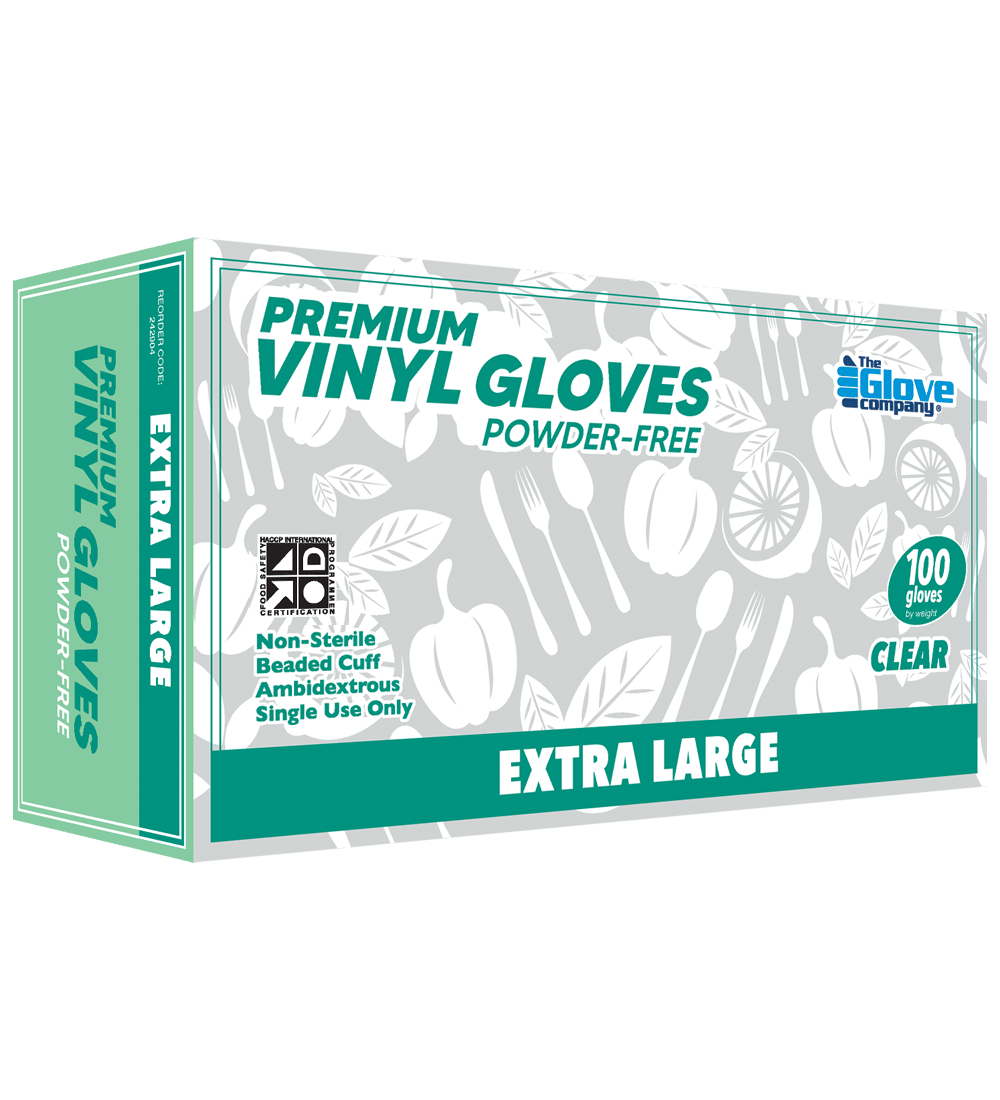 TGC Premium Vinyl Gloves Powder Free Clear S-XL (Pack of 100) - Clear - XL