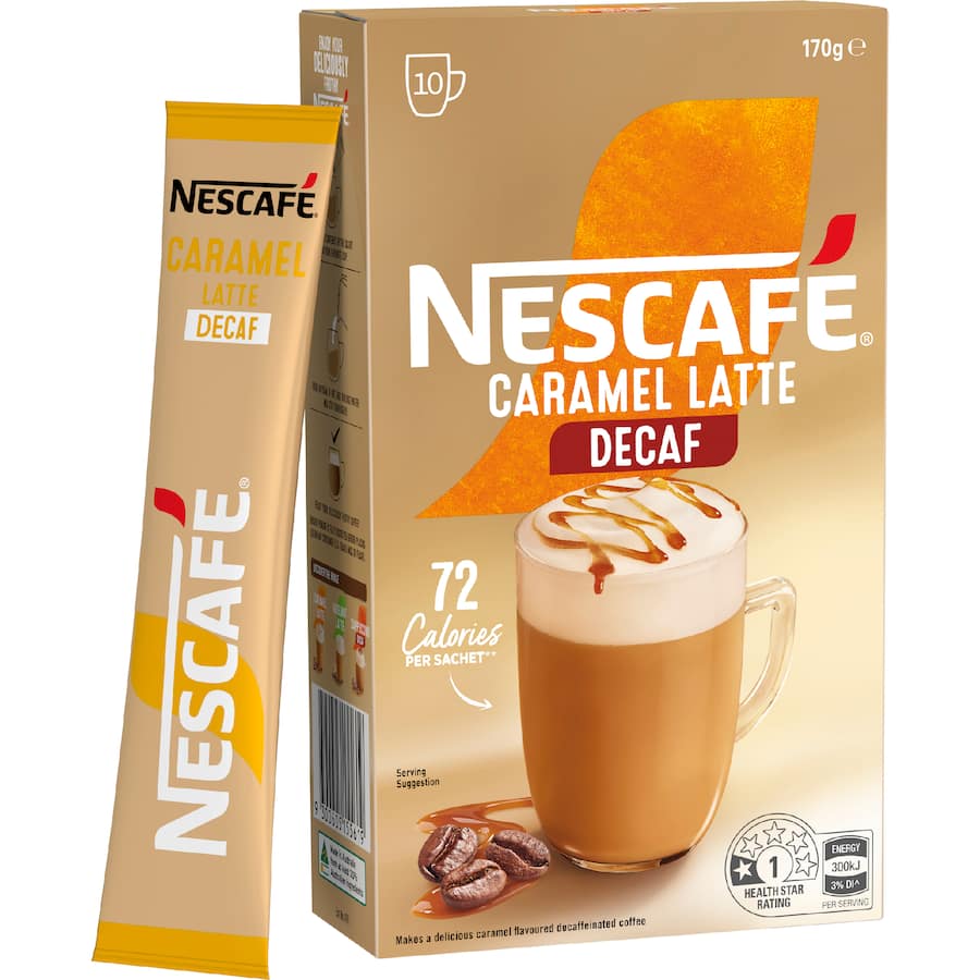 Nescafé Coffee Sachets Caramel Latte Decaf 10pack 170g