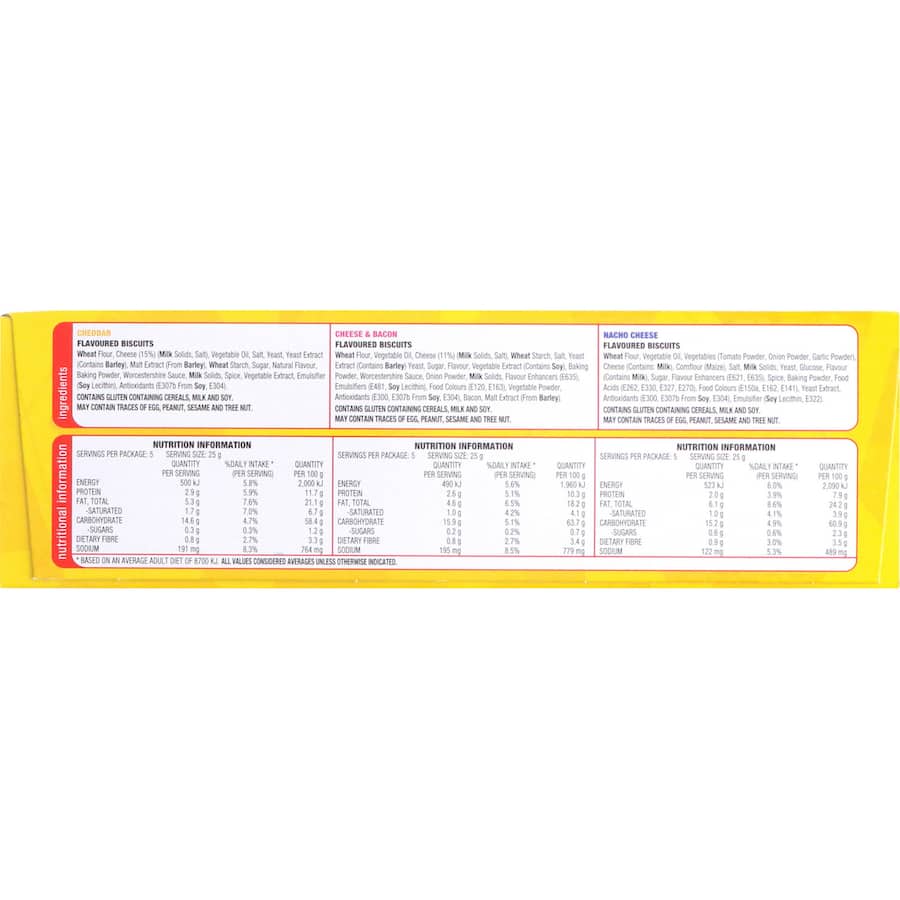 Arnotts Shapes Crackers Multipack Cheese Lovers 375g 15pack