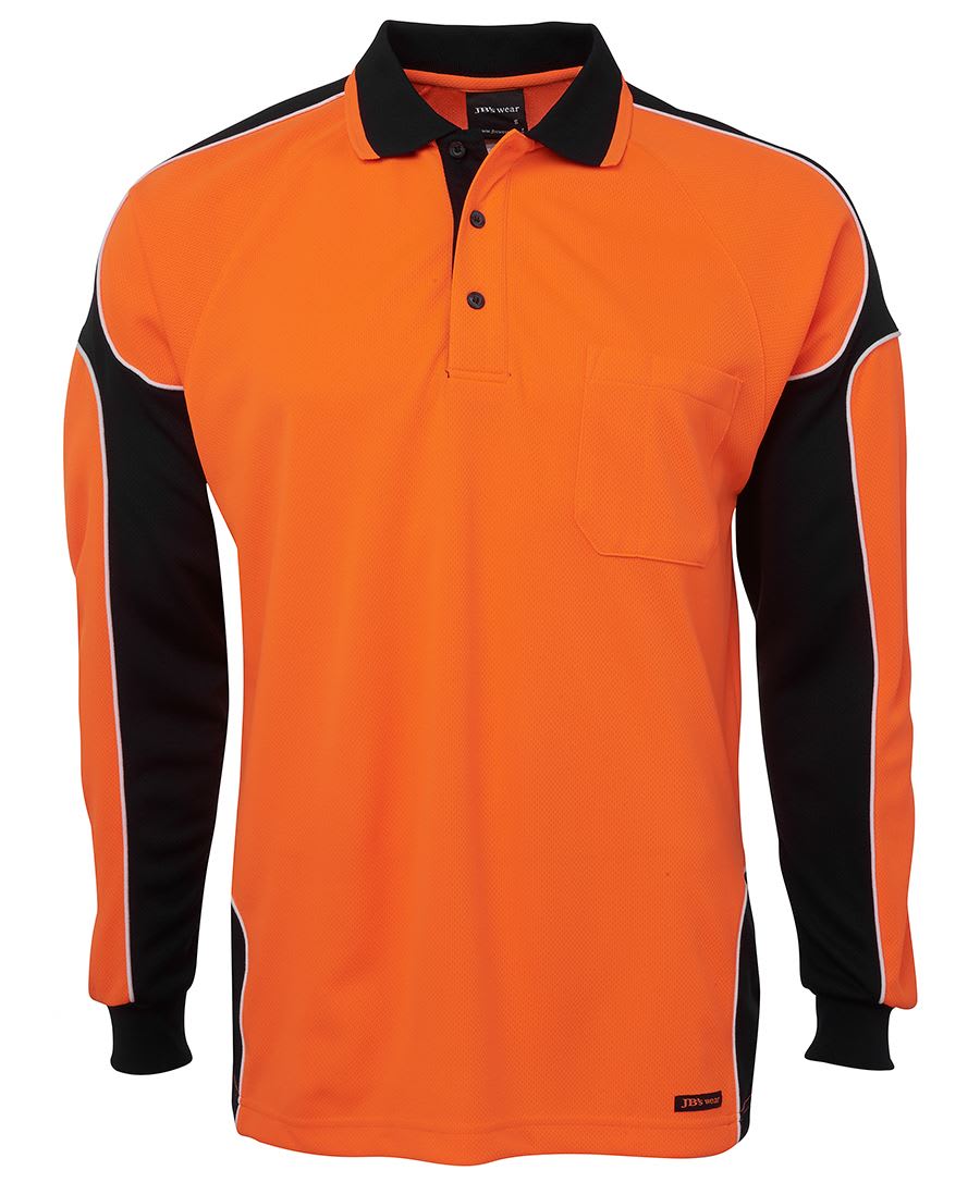 JB's Wear, Hi Vis Arm Panel Polo, 6AP4L - Orange/Black (Size: XS)