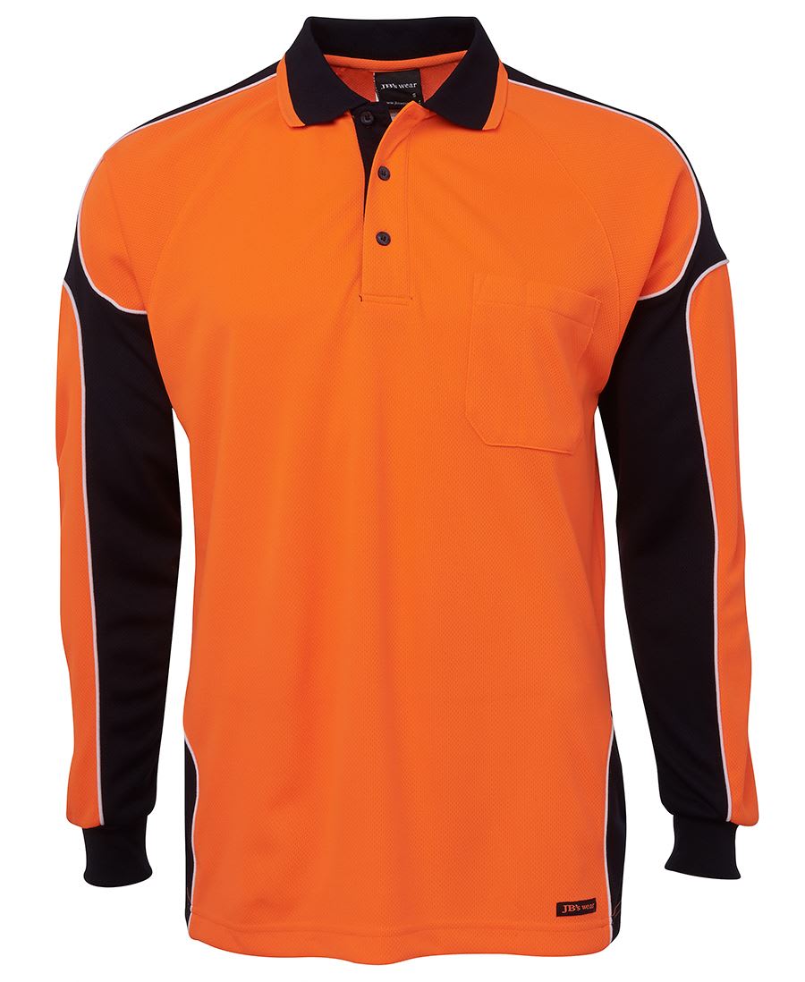 JB's Wear, Hi Vis Arm Panel Polo, 6AP4L - Orange/Navy (Size: L)