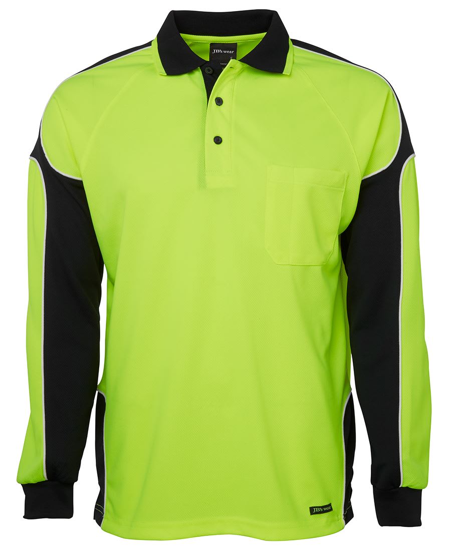 JB's Wear, Hi Vis Arm Panel Polo, 6AP4L - Lime/Black (Size: M)