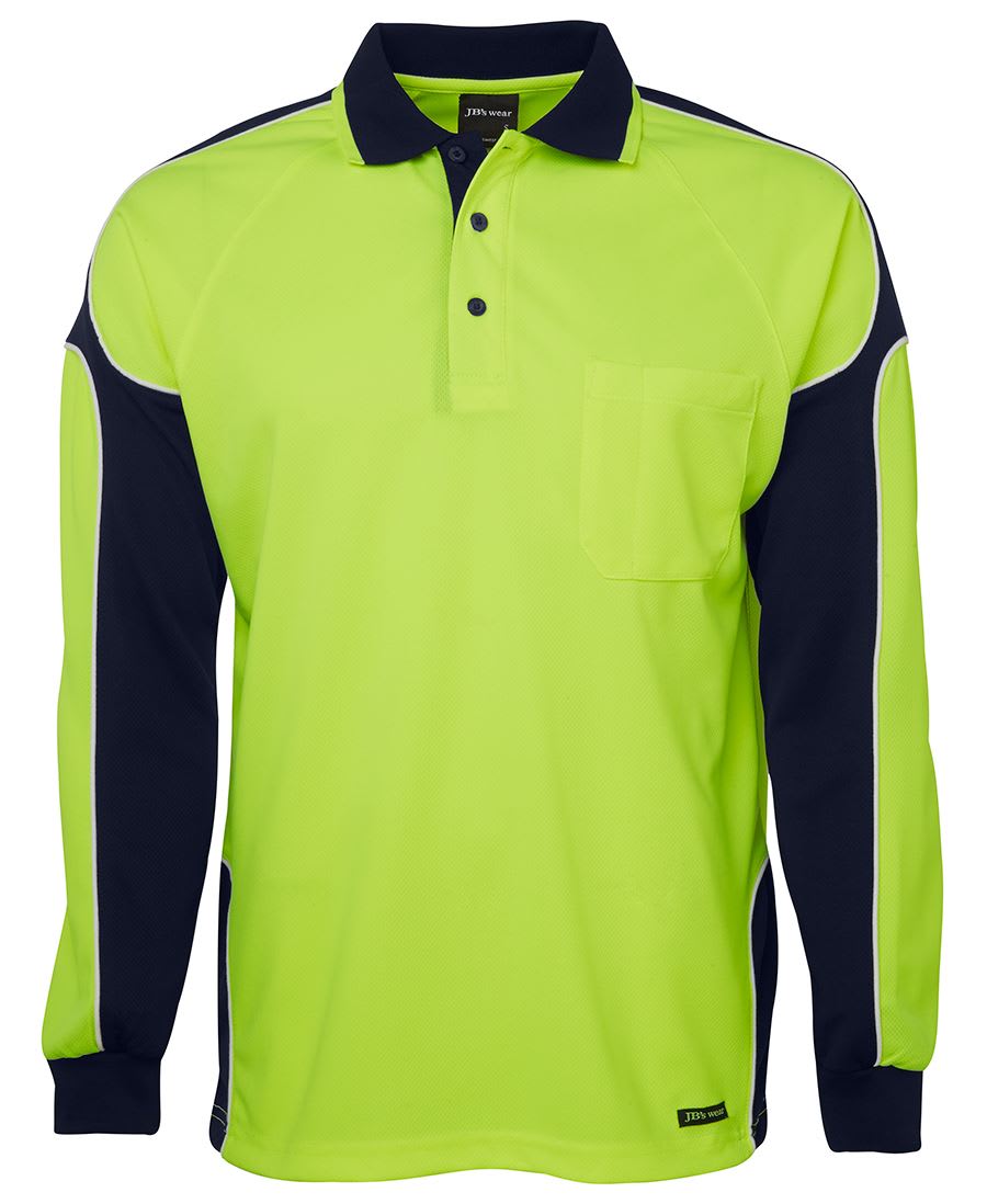 JB's Wear, Hi Vis Arm Panel Polo, 6AP4L - Lime/Navy (Size: 4XL)