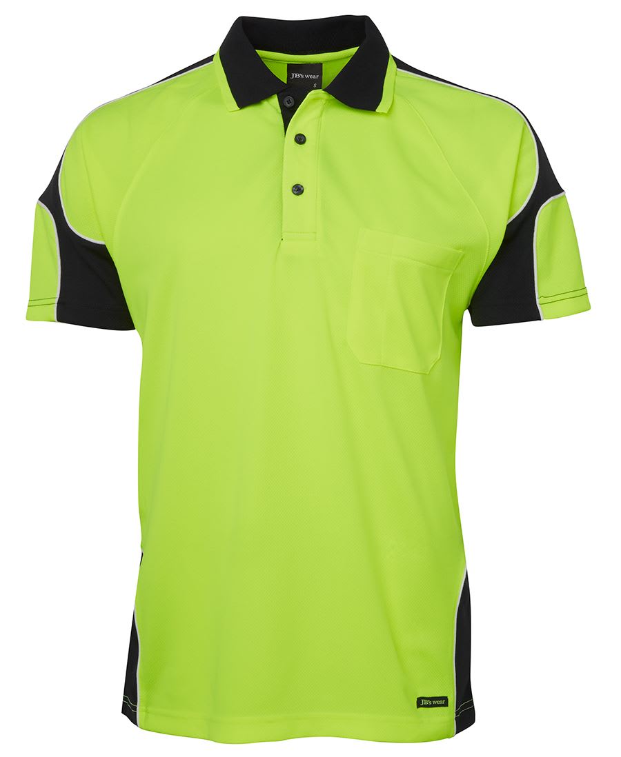 JB's Wear, Hi Vis Arm Panel Polo, 6AP4S - Lime/Black (Size: 4XL)