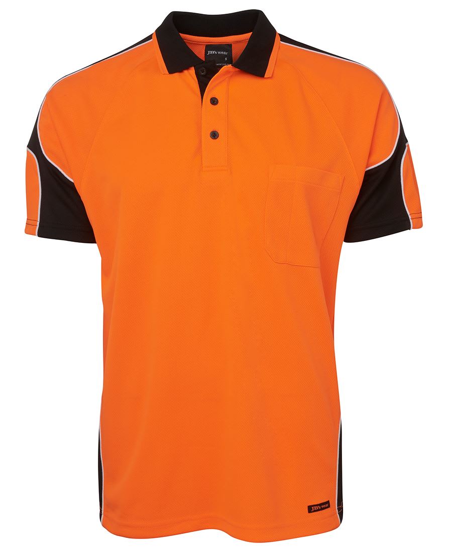 JB's Wear, Hi Vis Arm Panel Polo, 6AP4S - Orange/Black (Size: XL)