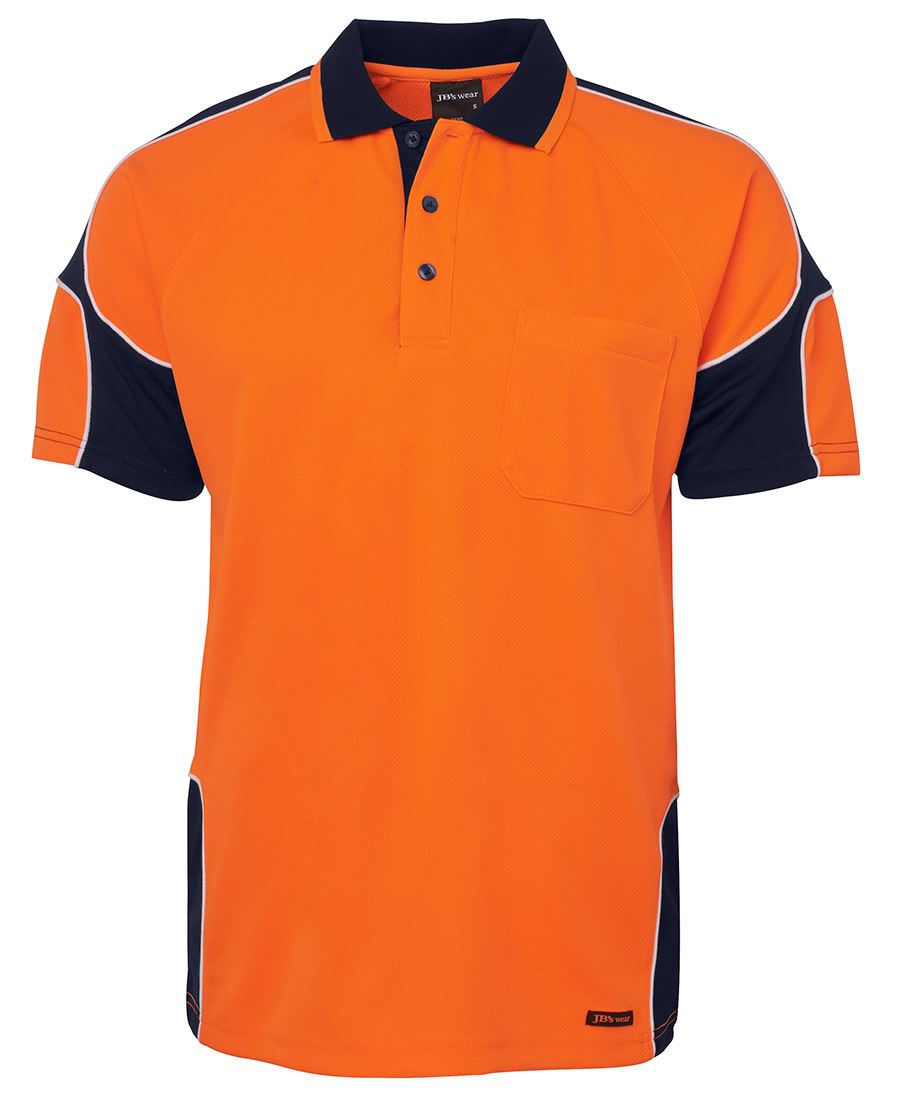 JB's Wear, Hi Vis Arm Panel Polo, 6AP4S - Orange/Navy - 2XL