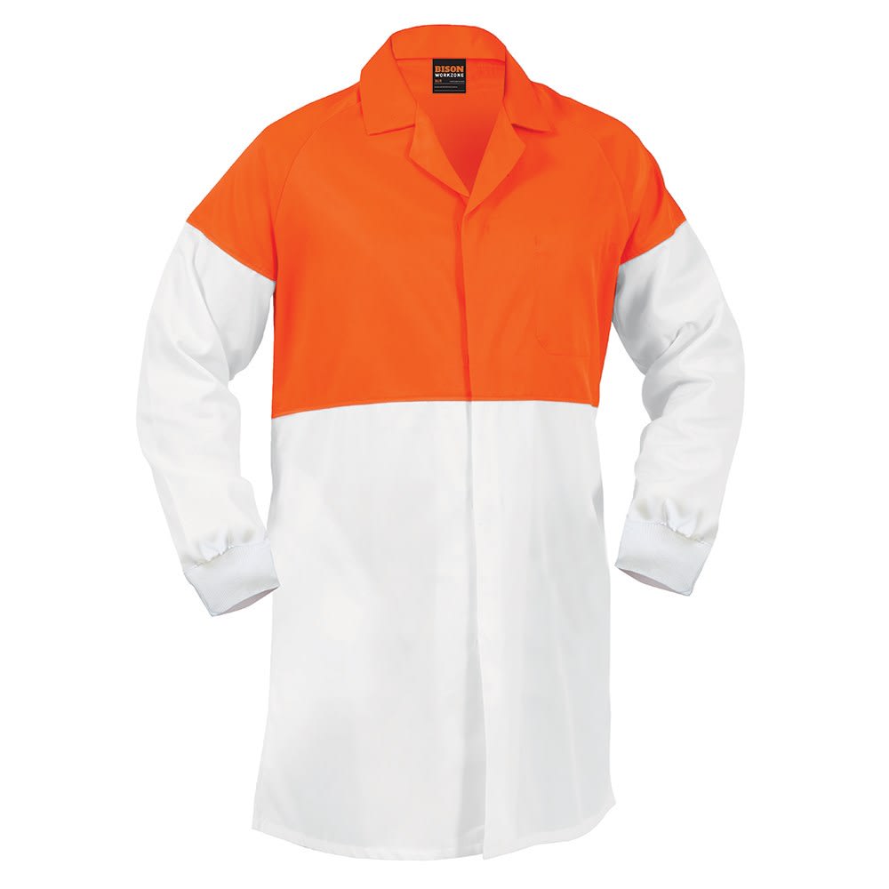 Lightweight Hi Vis Food Industry Dustcoat, 380012 - WHT FLUR ORA (Size: 13)