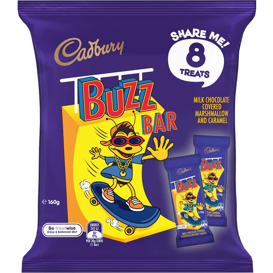 Cadbury Chocolate Sharepack Buzz Bar 160g bag 8pack