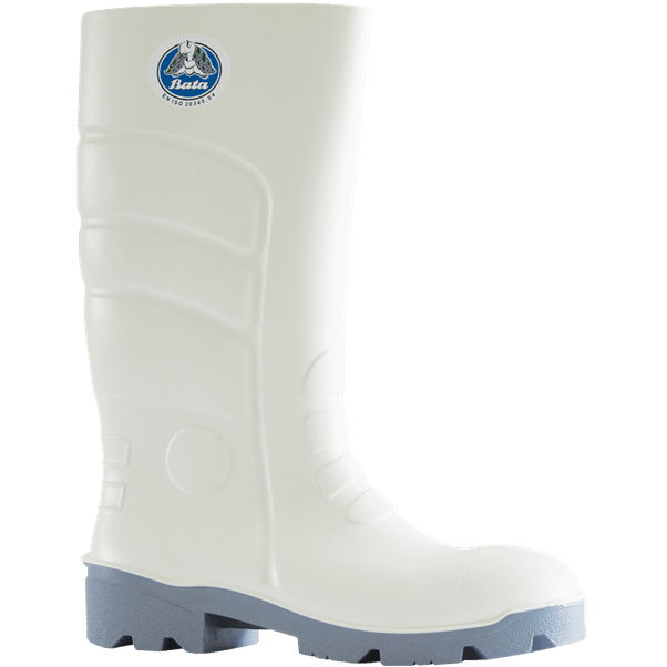 Bata Worklite Polyurethane (PU) Gumboot 4-14 - White/Grey (Size: 13)