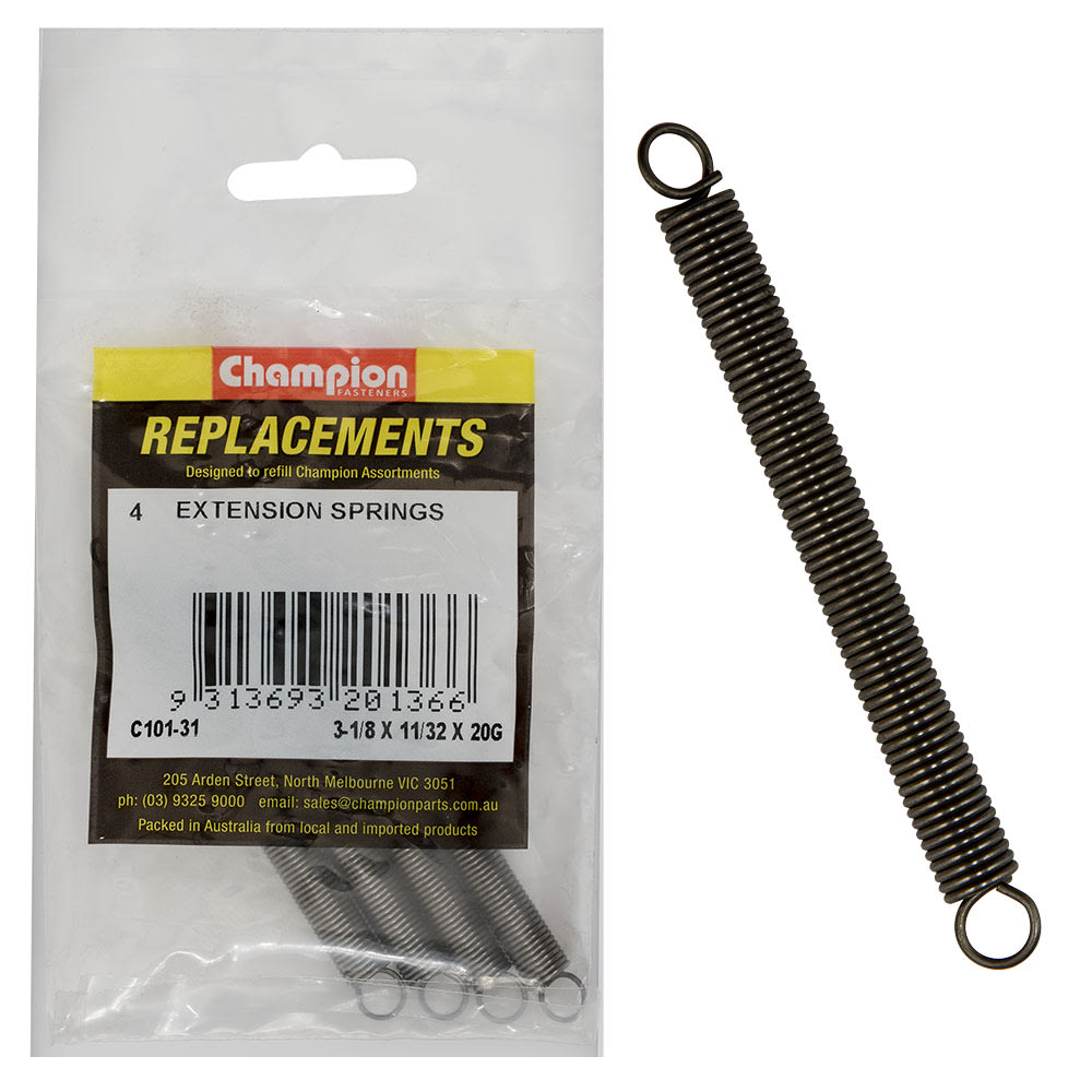 Champion Extension Spring 20G 3-1/8" x 11/32 Pack of 4