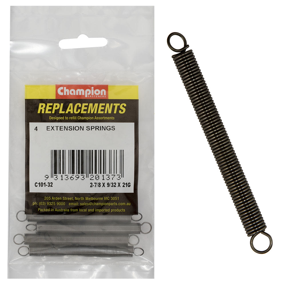 Champion Extension Spring 21G 2-7/8" x 9/32 Pack of 4