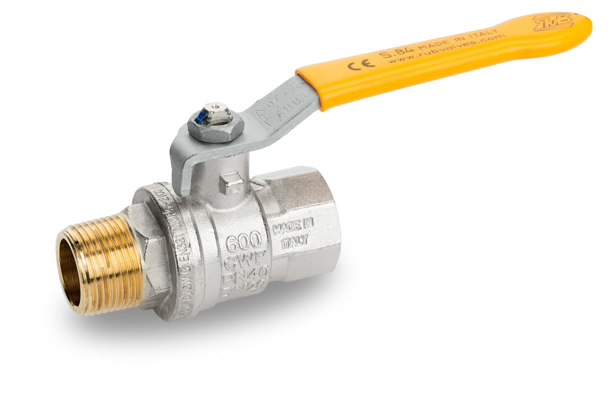 RuB s.84 Gas Brass Ball Valve with Lever Handle 40mm BSPT