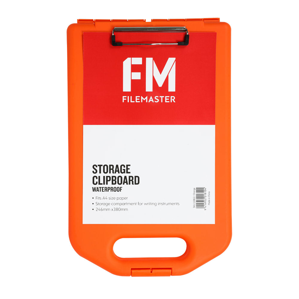 FM A4 Weatherproof Storage Clipboard Hi Vis Orange (Each)