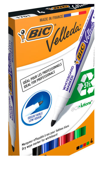 BIC Velleda ECOlutions Whiteboard Markers Assorted (Pack of 4)