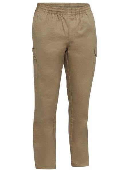 Bisley, Stretch Cotton Elastic Waist Cargo Pant Regular Fit - Khaki (Size: 112)