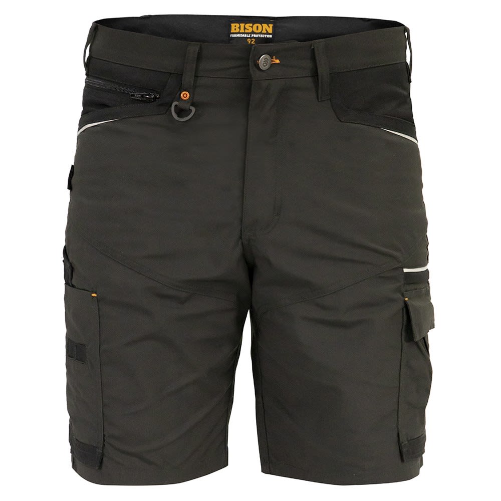 Bison, Lightweight Stretch Polycotton Short, 19001 - Charcoal (Size: 107)