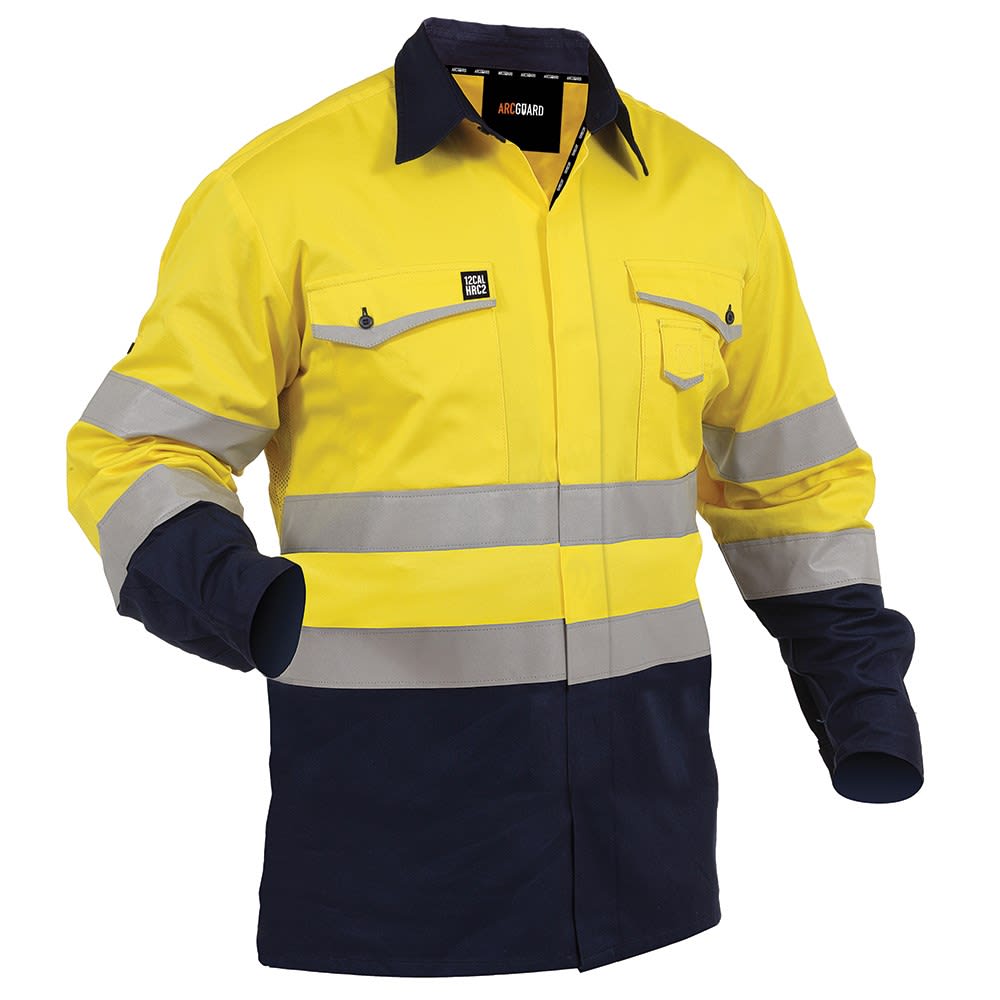 Arcguard, 12cal Inheratex Hi Vis Shirt, 21217 - Yellow/Navy (Size: XL)