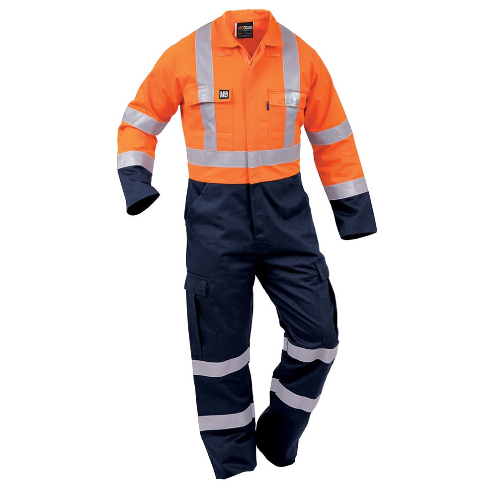 Arcguard, 13cal Hi Vis Flame Resistant Overall - Orange/Navy (Size: 84)