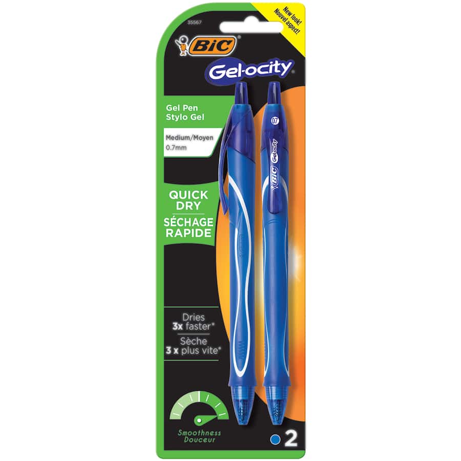 Bic Gelocity Pens Blue 2pack