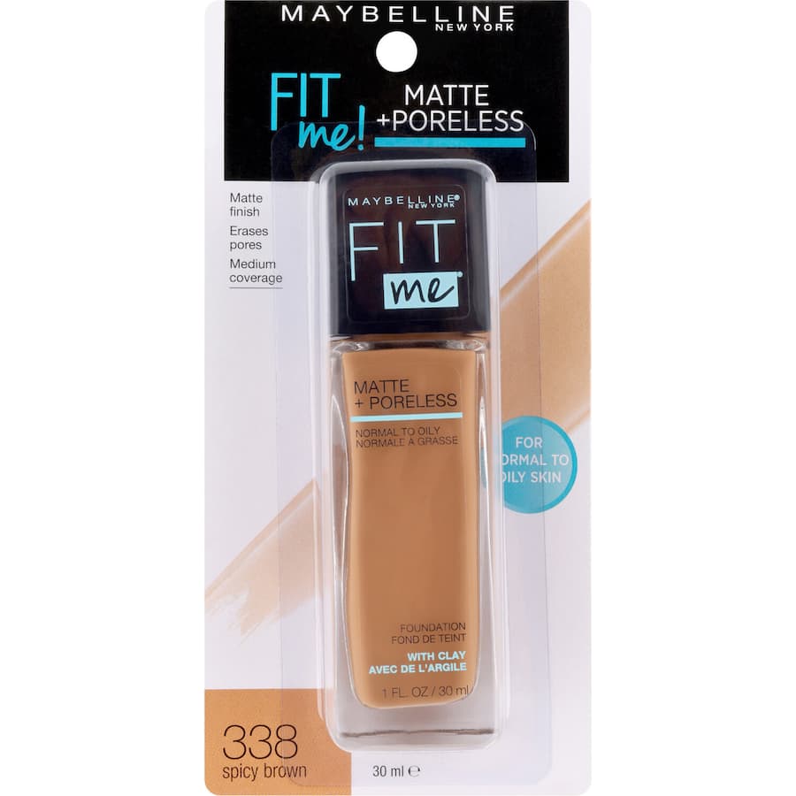 Maybelline Fit Me Foundation Matte Poreless Spicy Brown 338 30mL
