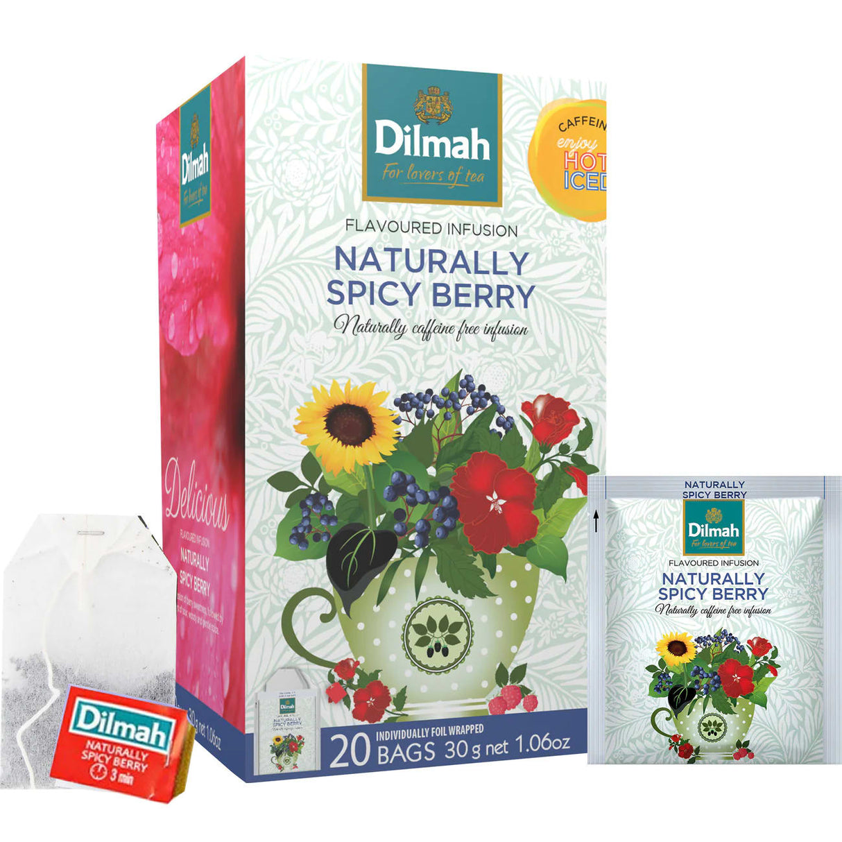 Dilmah Naturally Spicy Berry Enveloped Tea Bags 20 Tea Bags (Pack)