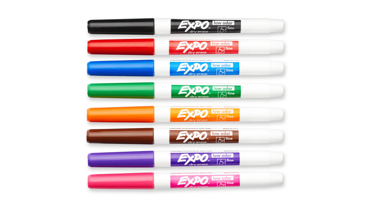 EXPO Low Odour Dry Erase Markers, Fine Tip 8pk (Pack)