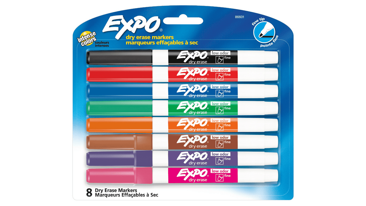 EXPO Low Odour Dry Erase Markers, Fine Tip 8pk (Pack)
