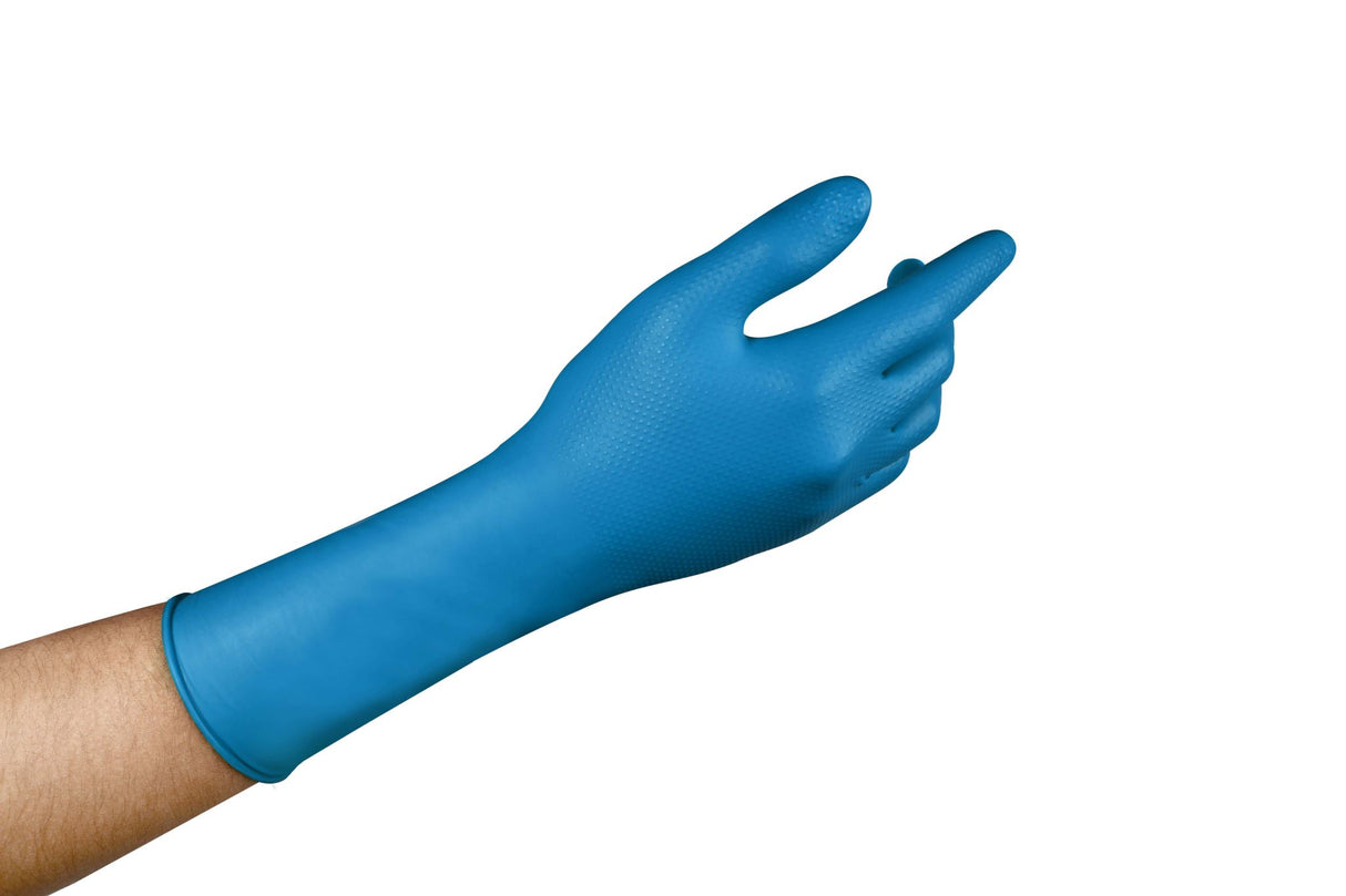 Microflex 93-283 Mega Texture Nitrile Gloves Blue 300mm,Pack of 50 (Pack) - 2XL