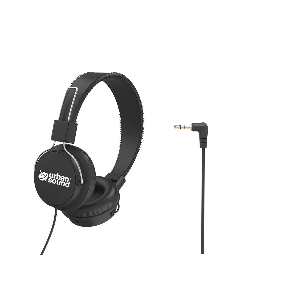 VERBATIM URBAN SOUND Headphones in Black/Black, volume-limiting, lightweight, designed for kids aged 3+, detachable cable.