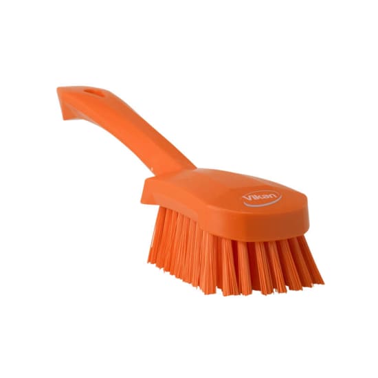 Vikan Short Handled Washing Brush Orange-270mm-Stiff Bristle-Each