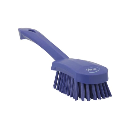Vikan Short Handled Washing Brush Purple-270mm-Stiff Bristle-Each