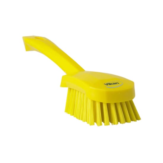 Vikan Short Handled Washing Brush Yellow-270mm-Stiff Bristle-Each