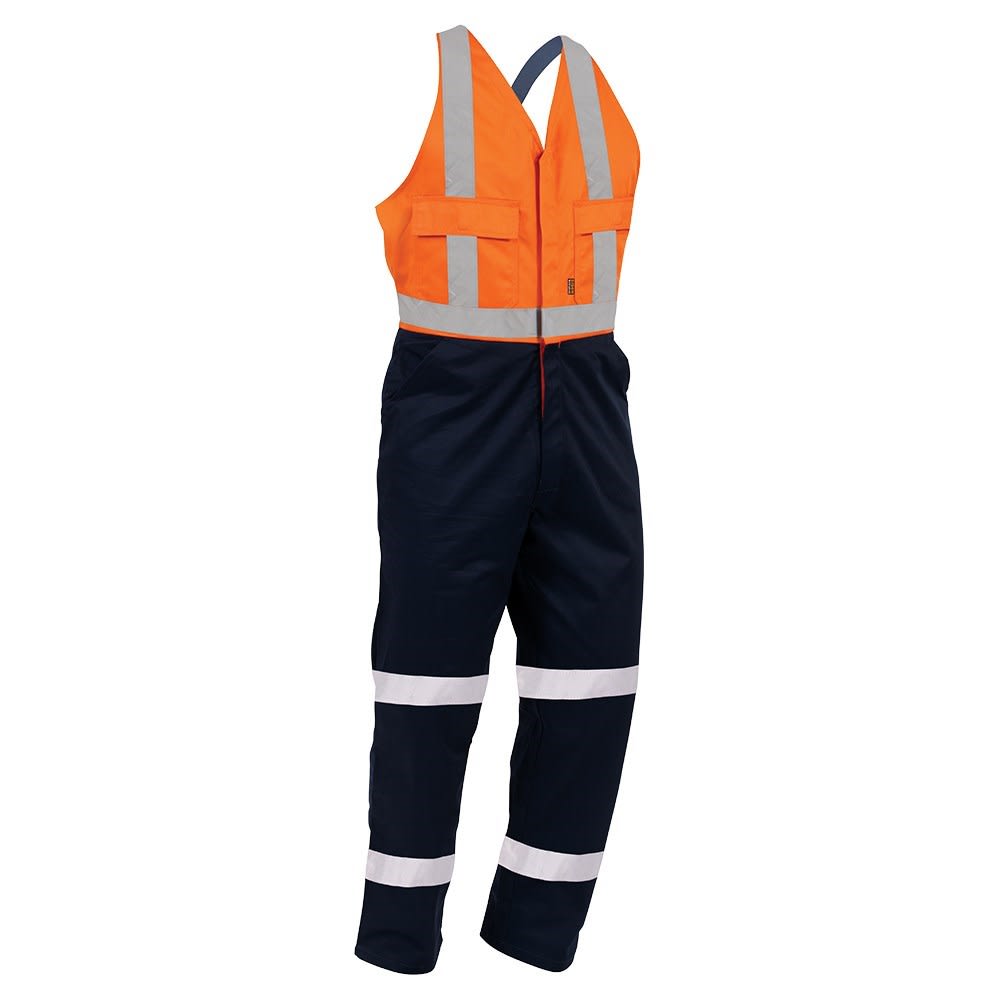 Bison, Hi Vis Easy Action Zip Overall, 410022ON - Orange/Navy (Size: 102)