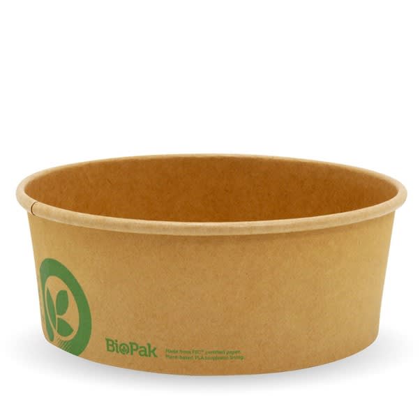 BioPak Aqueous Lined Wide Paper BioBowl - XLarge 1300ml 50 (Pack)