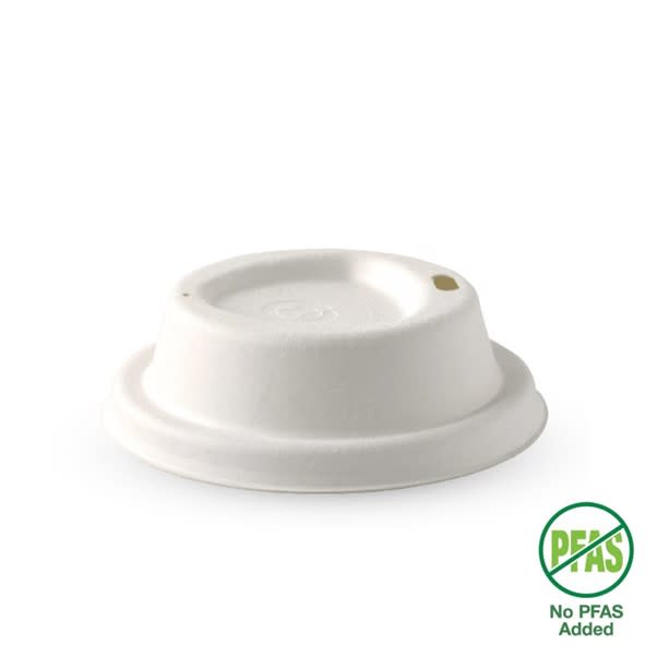 BioPak 80mm White Plant Fibre Hot BioCup Lid-Small 6-12oz 50 (Pack)