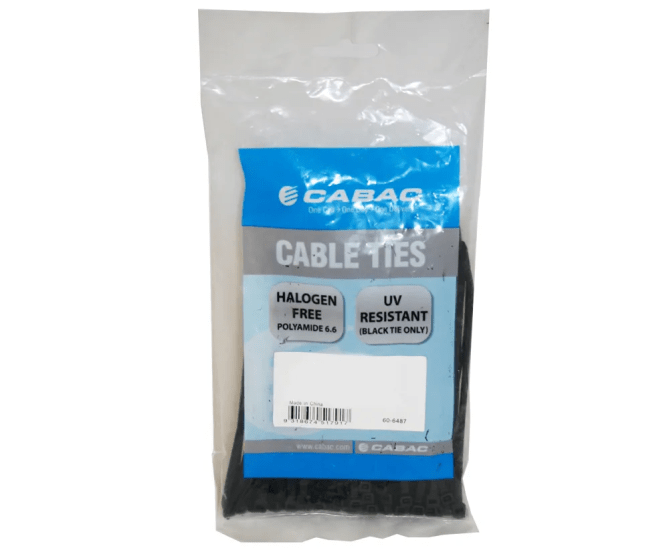Cabac Nylon Cable Tie UV Black-200 X 4.8MM-100 (Packet)