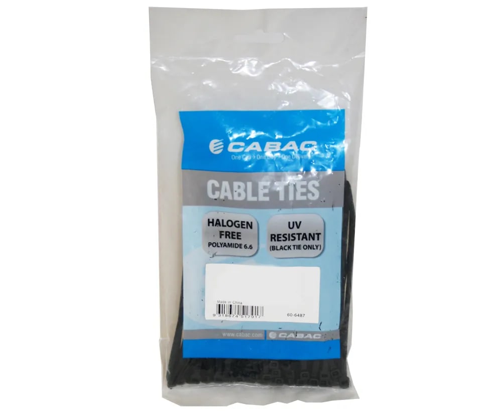 Cabac Nylon Cable Ties UV Black 200 X 4.8MM 100