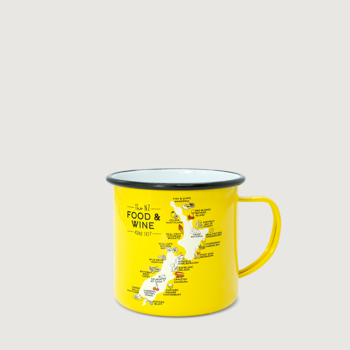 Moana Road - Food & Wine Enamel Mug - Yellow (Small) - 2 units