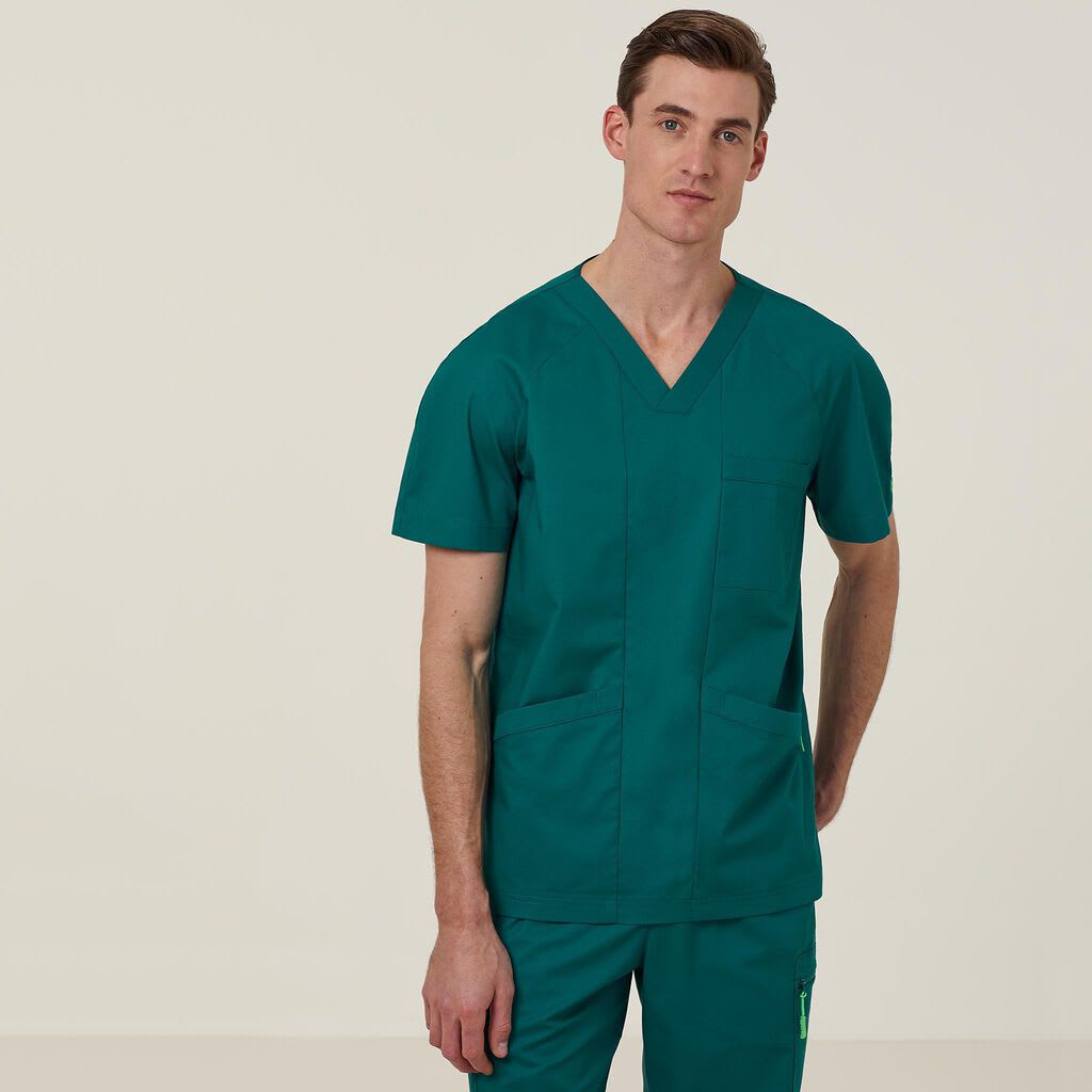 NNT, Unisex Antibacterial Active Carl Scrub Top - Hunter Green (Size: M)